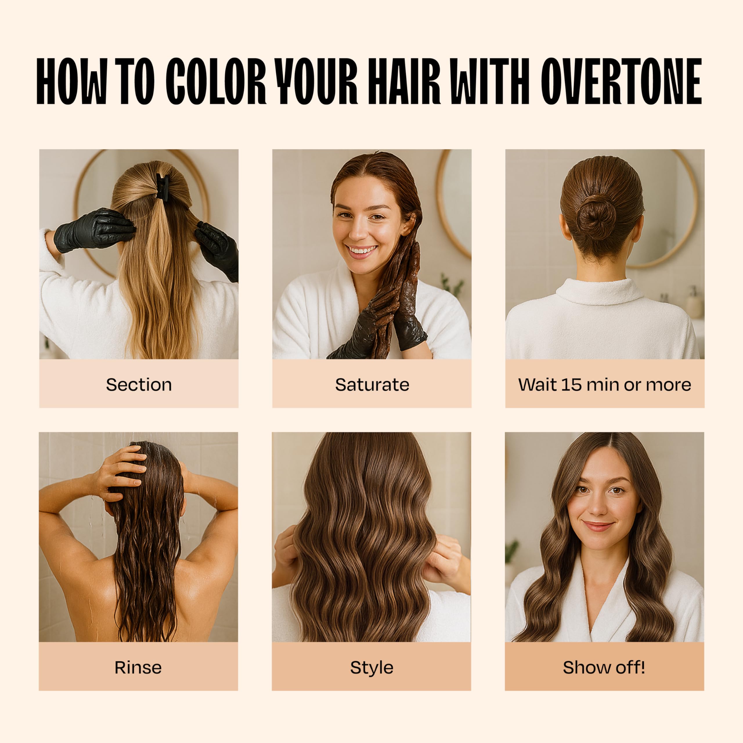 Overtone Golden Brown hair with color deposit and natural-looking shine