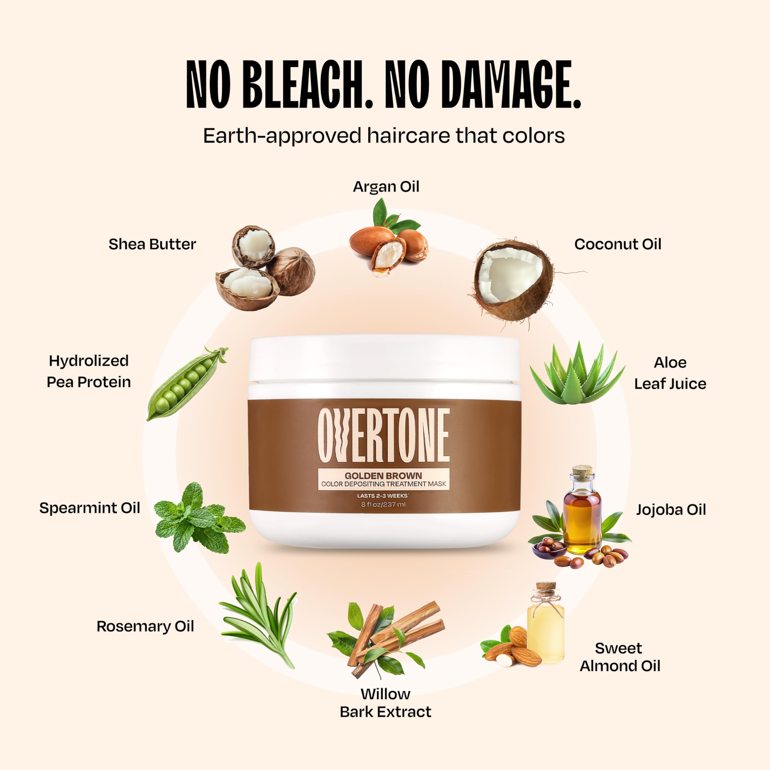 Overtone Golden Brown vegan cruelty-free formula is free of parabens or sulfates