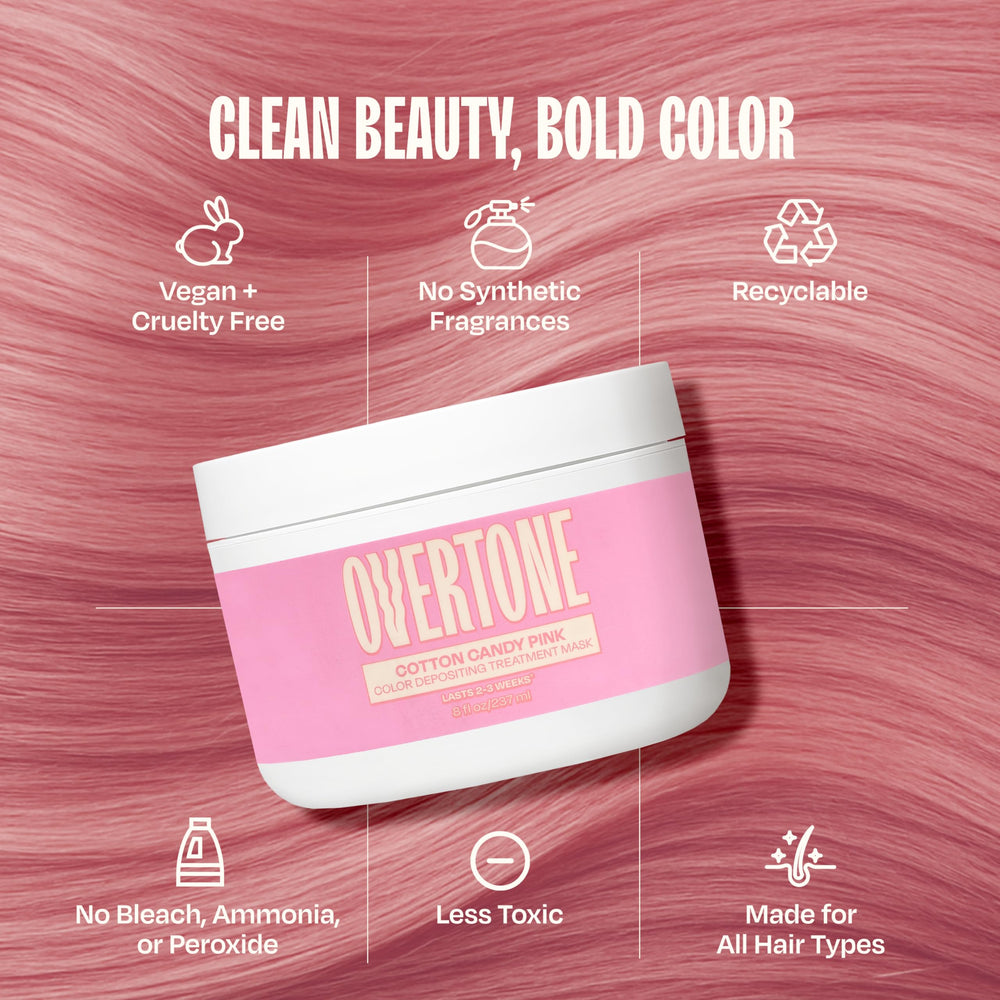 Overtone hair after wash with vivid pink results showing fade resistant color