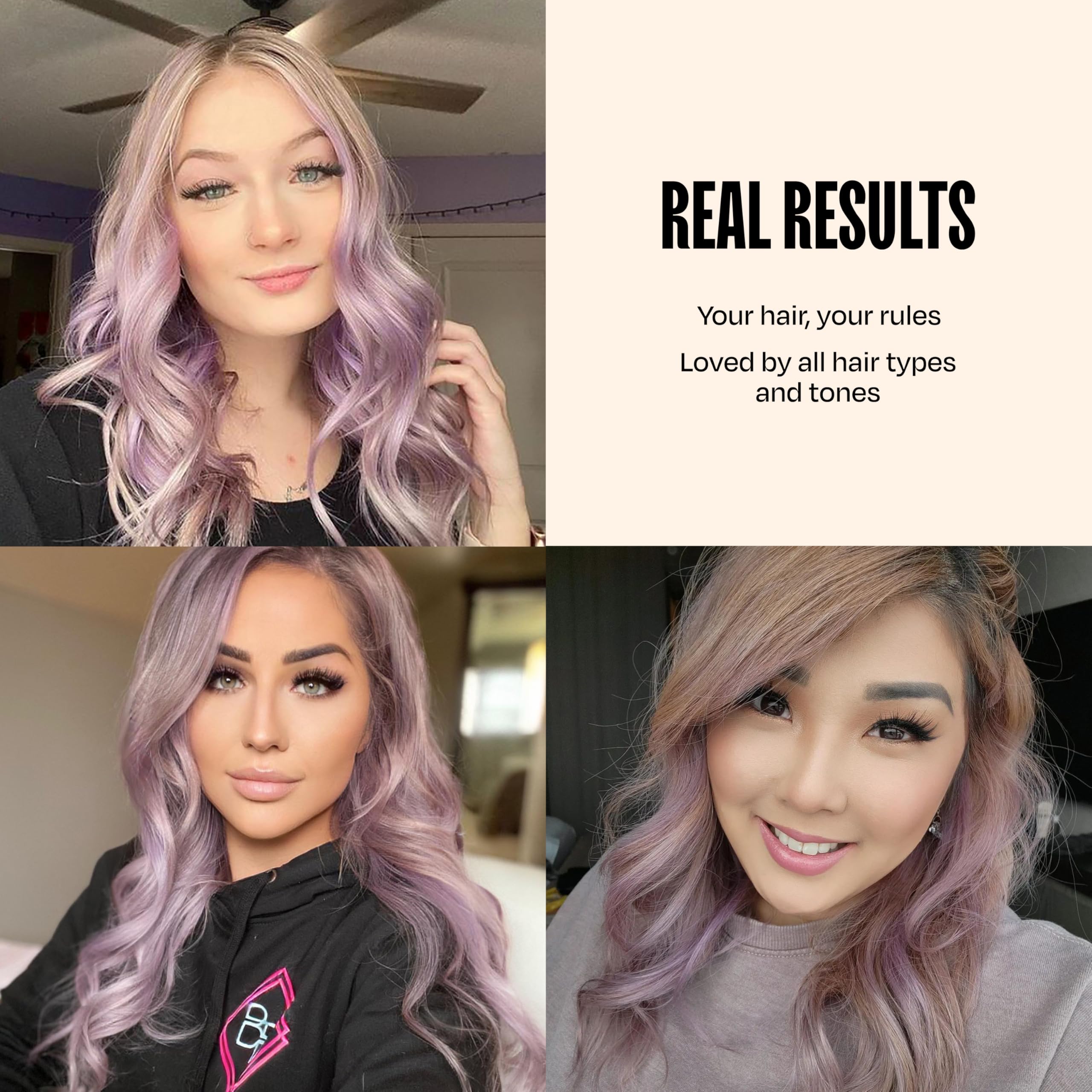 10–15 minute timer visual for quick at-home color with Overtone Lilac Lotus