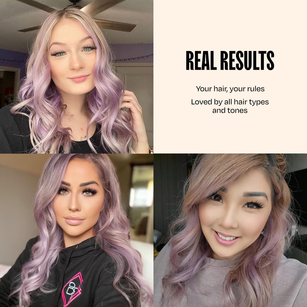 10–15 minute timer visual for quick at-home color with Overtone Lilac Lotus