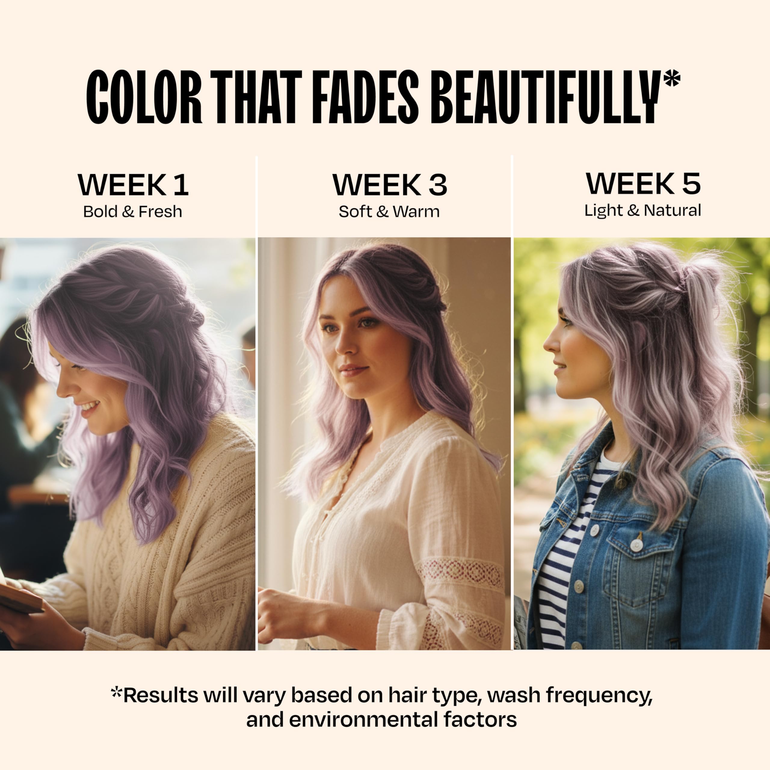 Pastel lilac shade on light hair with Overtone Lilac Lotus