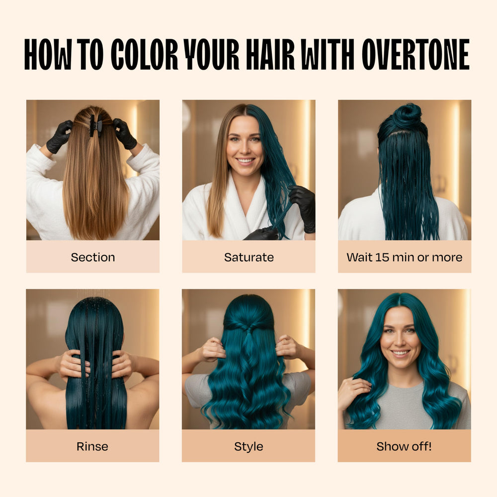 Overtone Midnight Teal ingredients with shea butter and coconut oil for nourishment