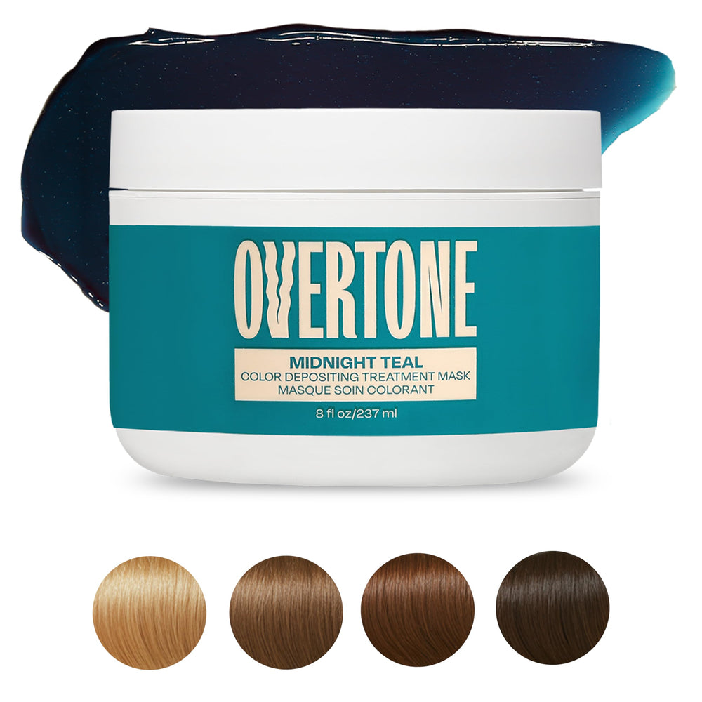 Overtone Midnight Teal packaging box highlighting vegan, cruelty-free color care