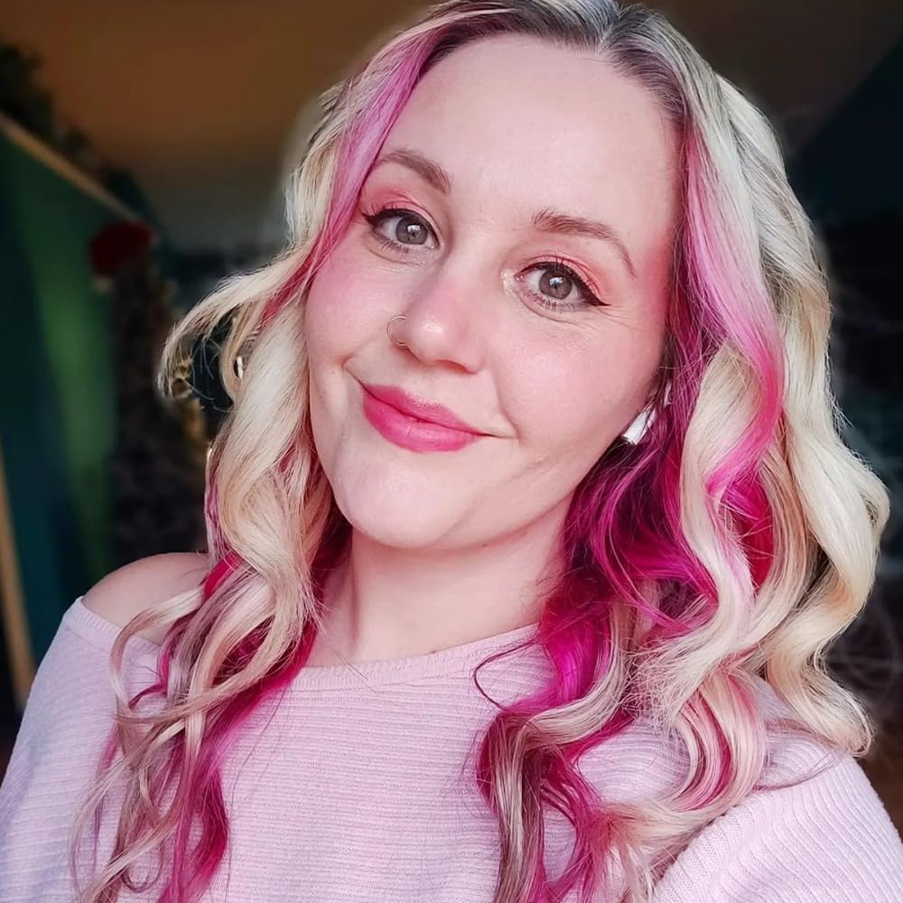 Overtone Pastel Majenta Morning color transfer on strand after rinse