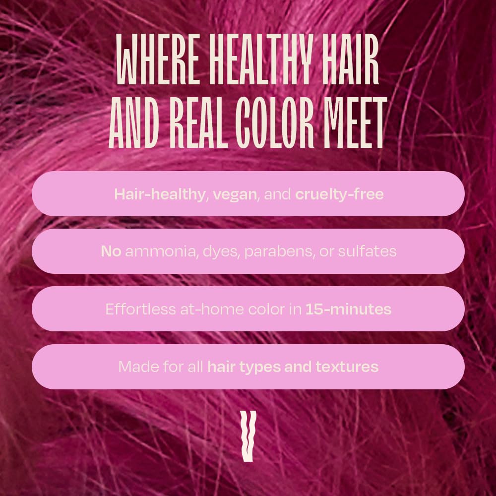 Overtone Pastel Majenta Morning hair after treatment with visible shine
