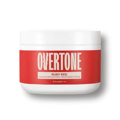 Overtone Ruby Red packaging close-up highlighting vegan, cruelty-free formula