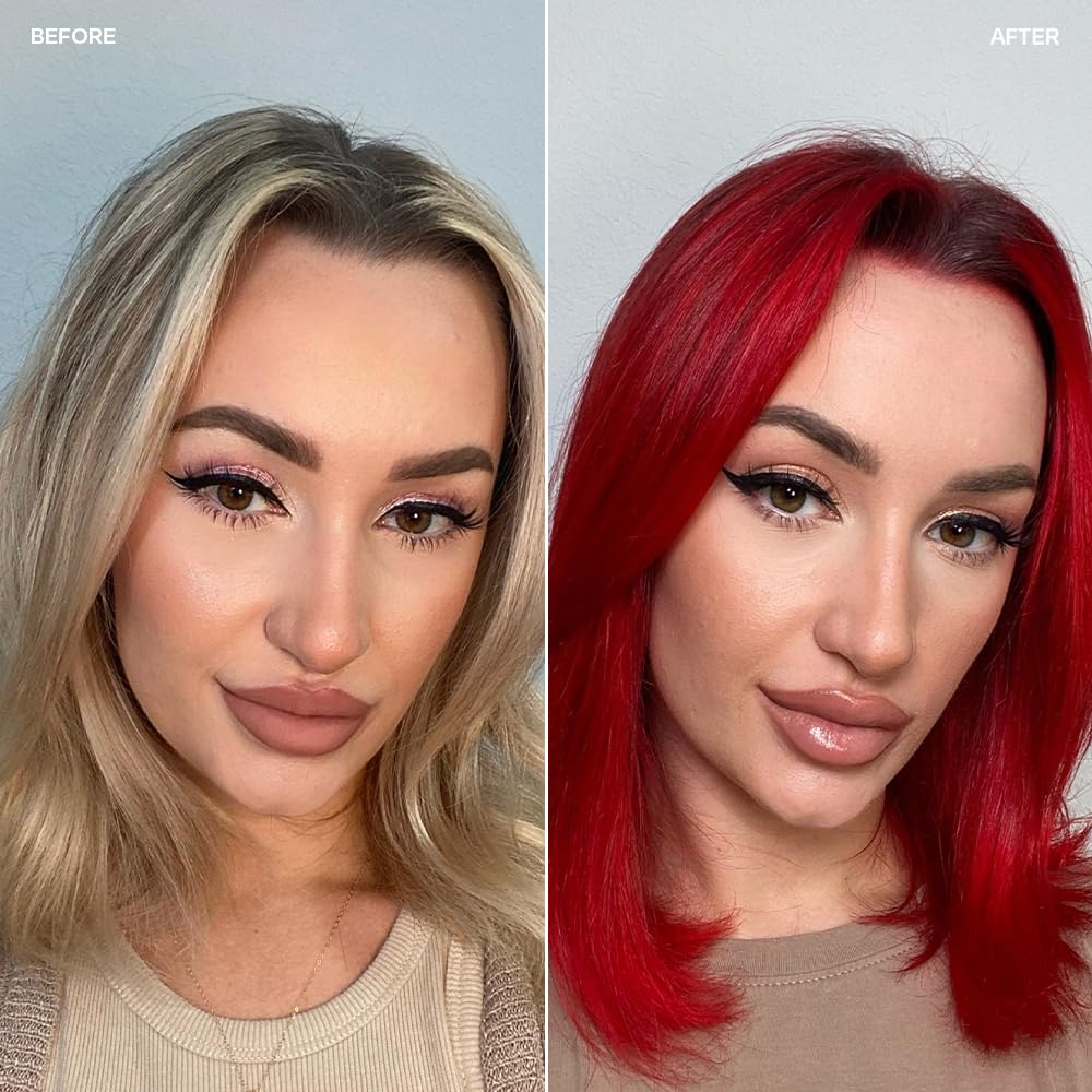 Overtone Ruby Red vibrant shades show on brown to dark hair