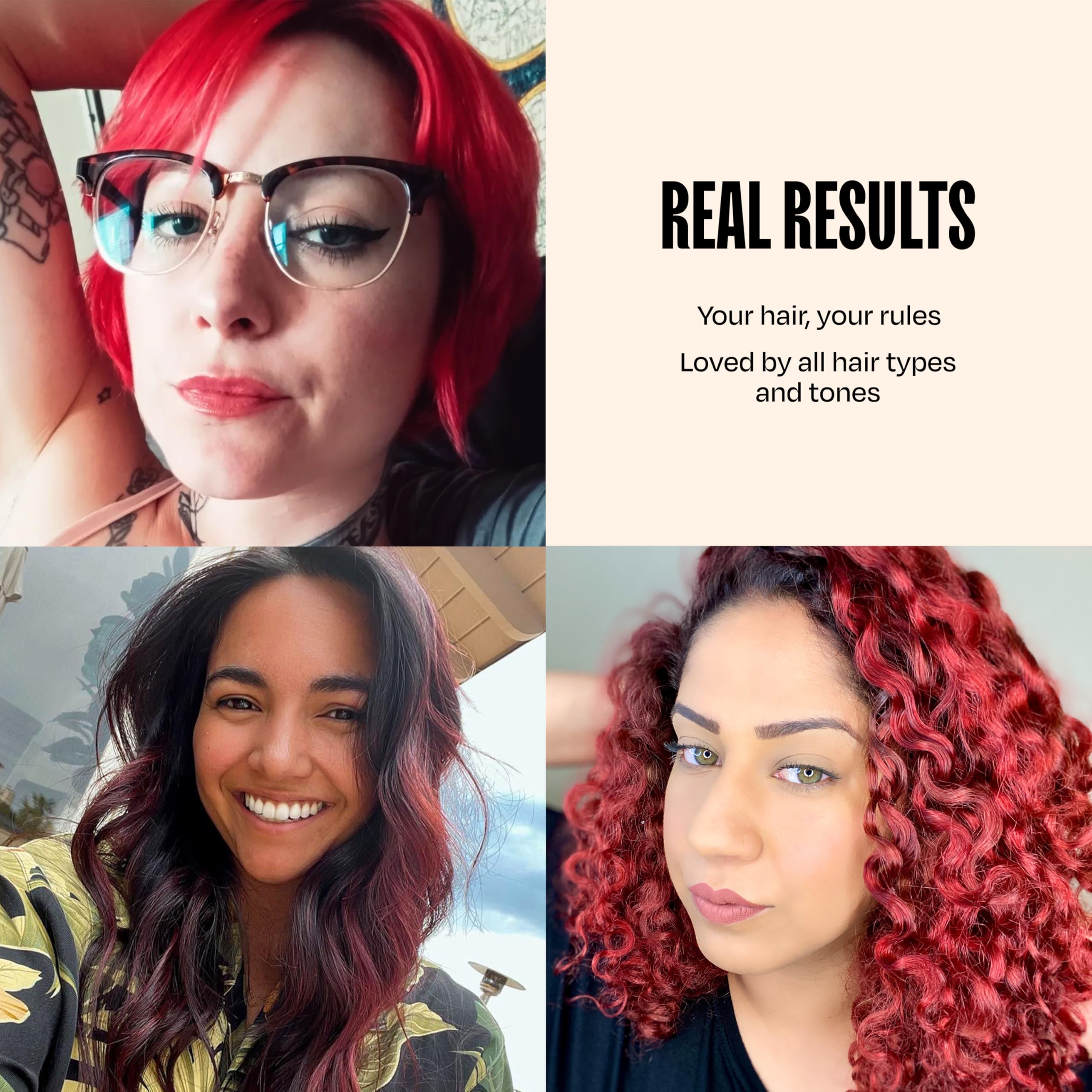 Shiny, vibrant hair after using Scarlet Red color conditioner