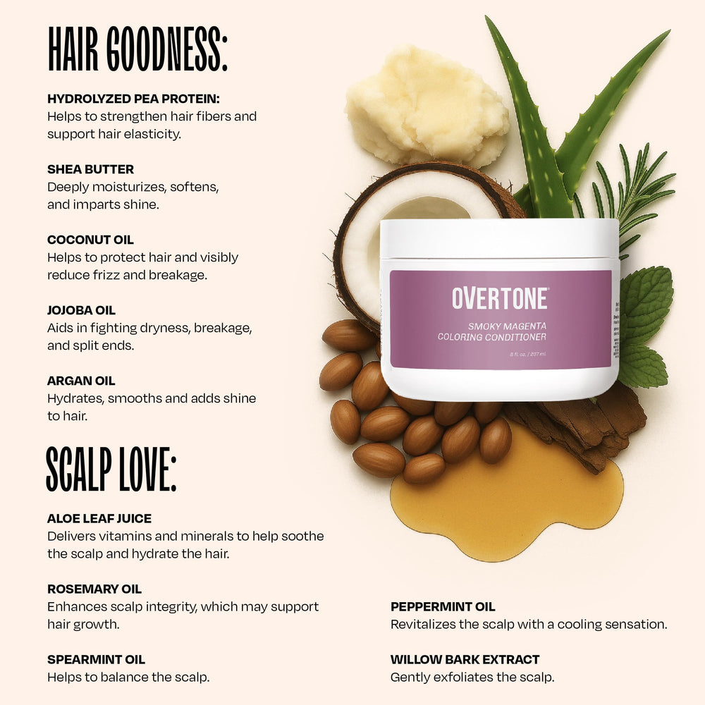 oVertone shea butter and coconut oil hydration on strands.