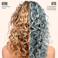 oVertone Smoky Sapphire color deposit creates a rich hue on light hair.