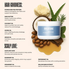 oVertone Smoky Sapphire dry hair after color deposit shows smooth texture.