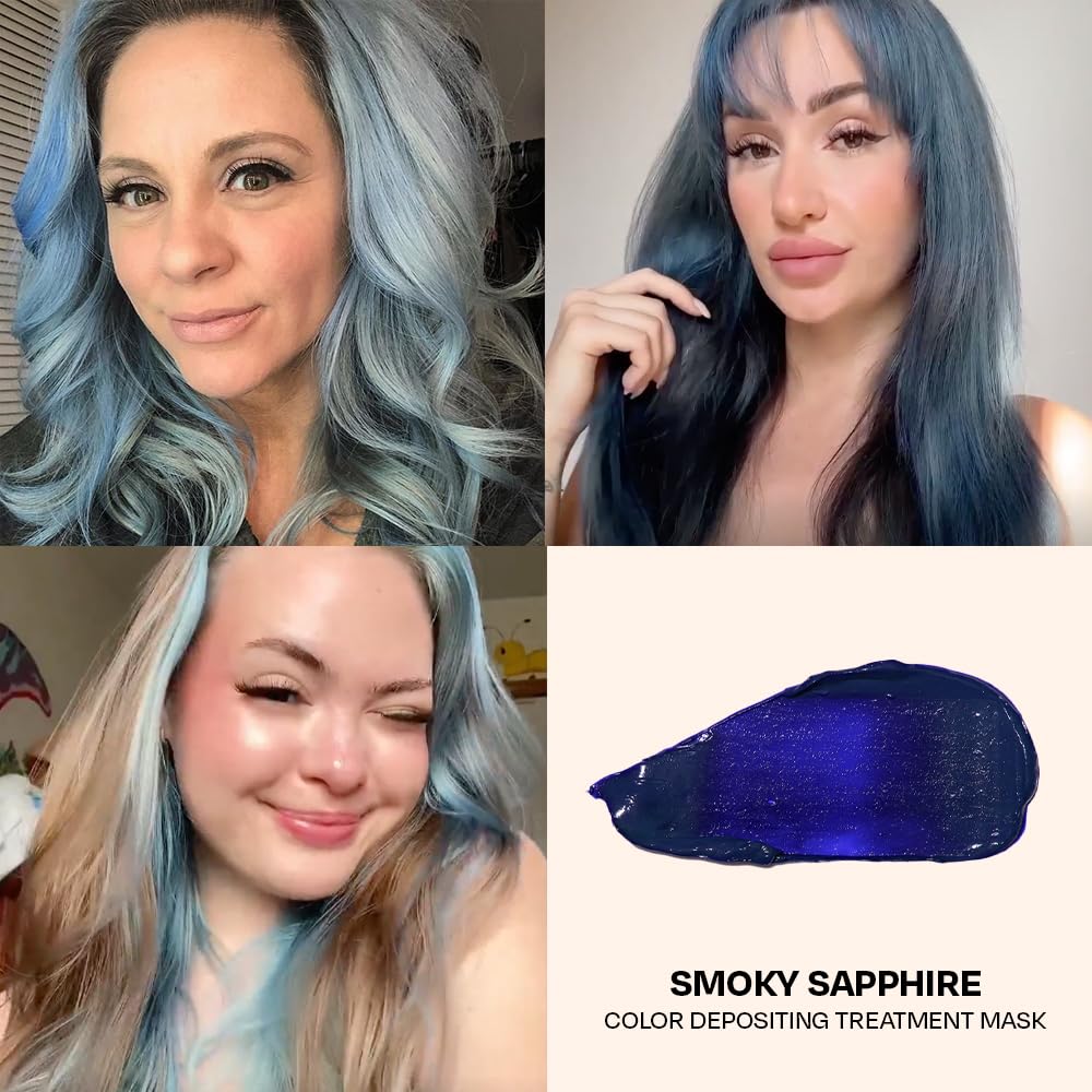 oVertone Smoky Sapphire oils—coconut, shea, avocado—support hair hydration.
