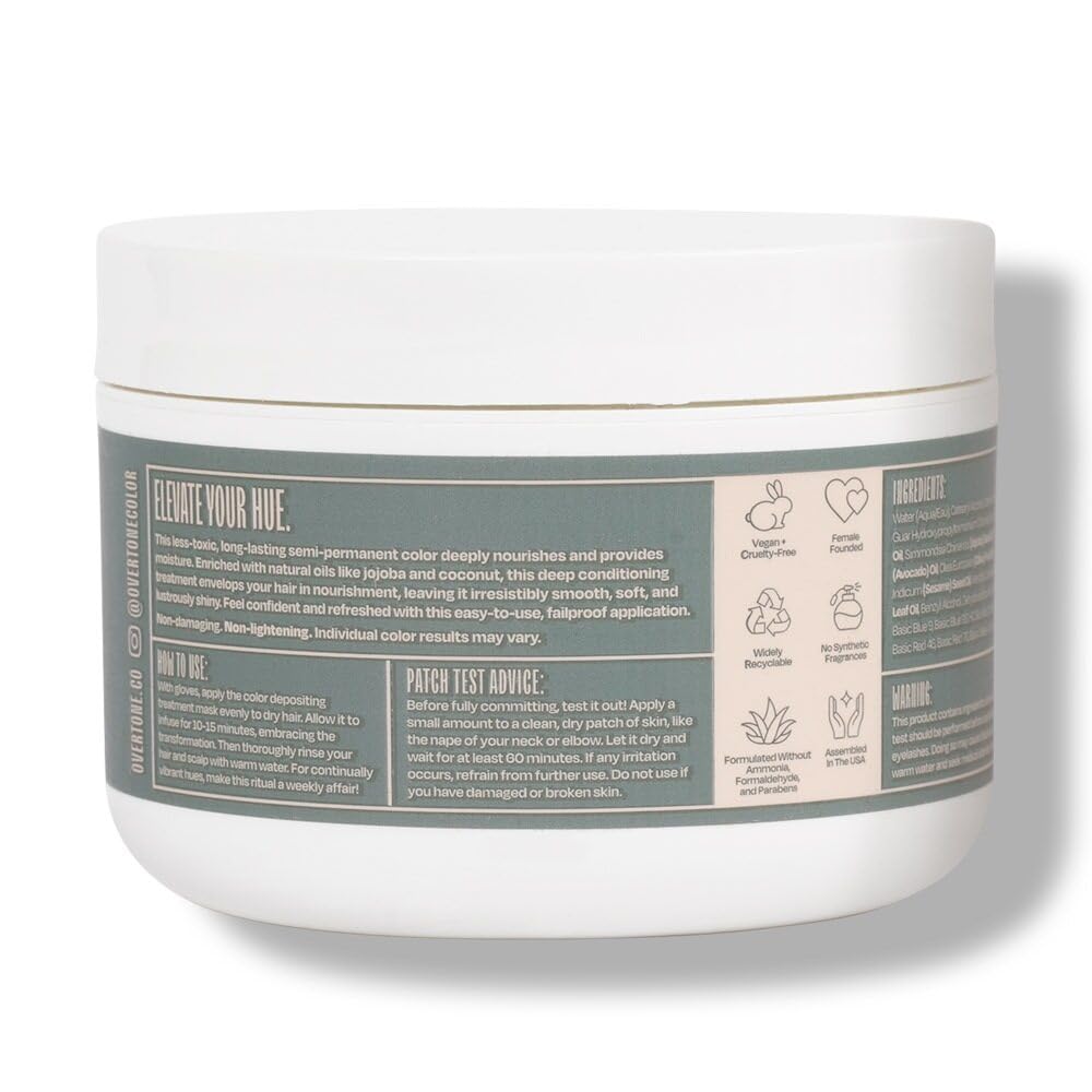 Overtone Stormy Sterling nourishing oil blend adds glossy hydration to hair.