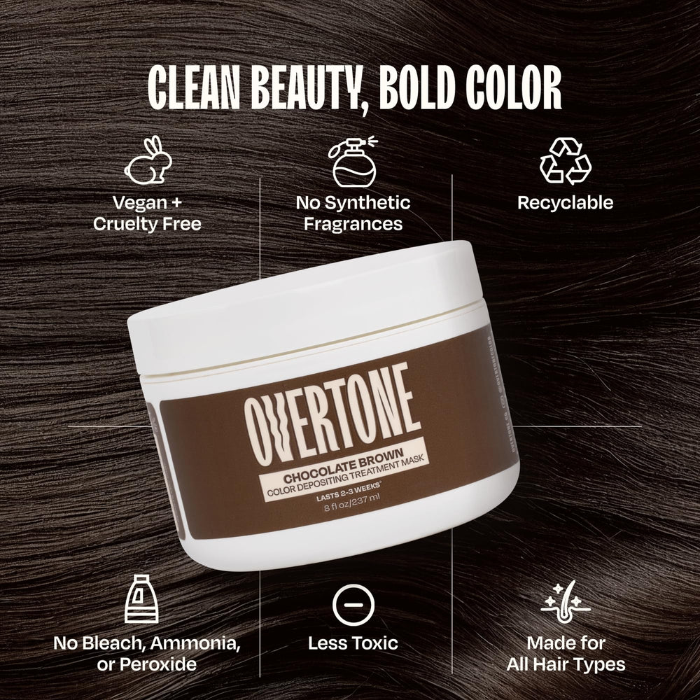 Overtone Vegan Cruelty-Free brand badge emphasizes ethical, clean color care.