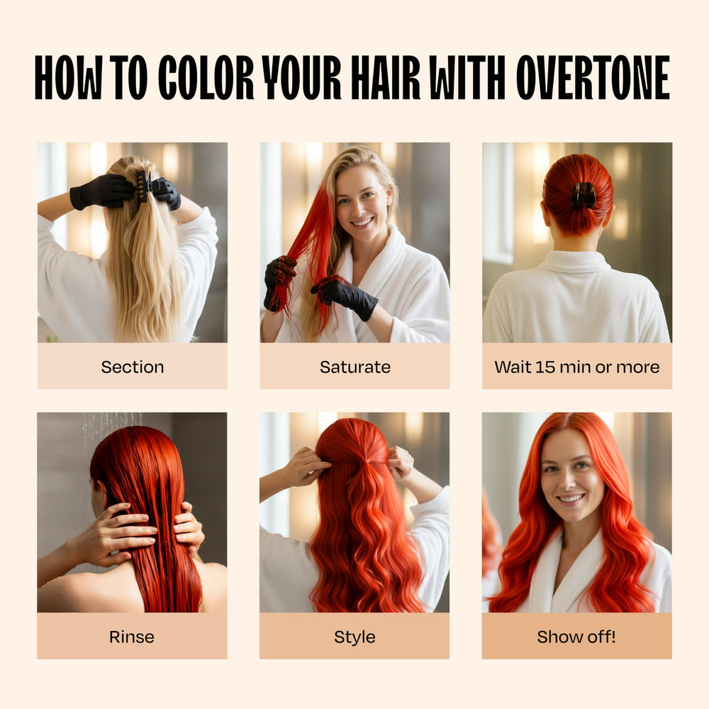 Overtone vegan cruelty-free logo reinforces clean, ethical haircare