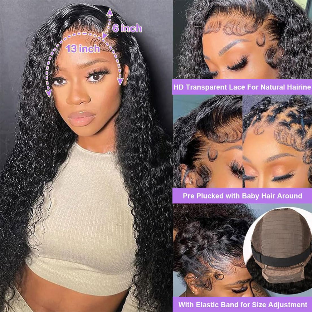 OVKVM 200% density deep wave wig for a full, voluminous look.
