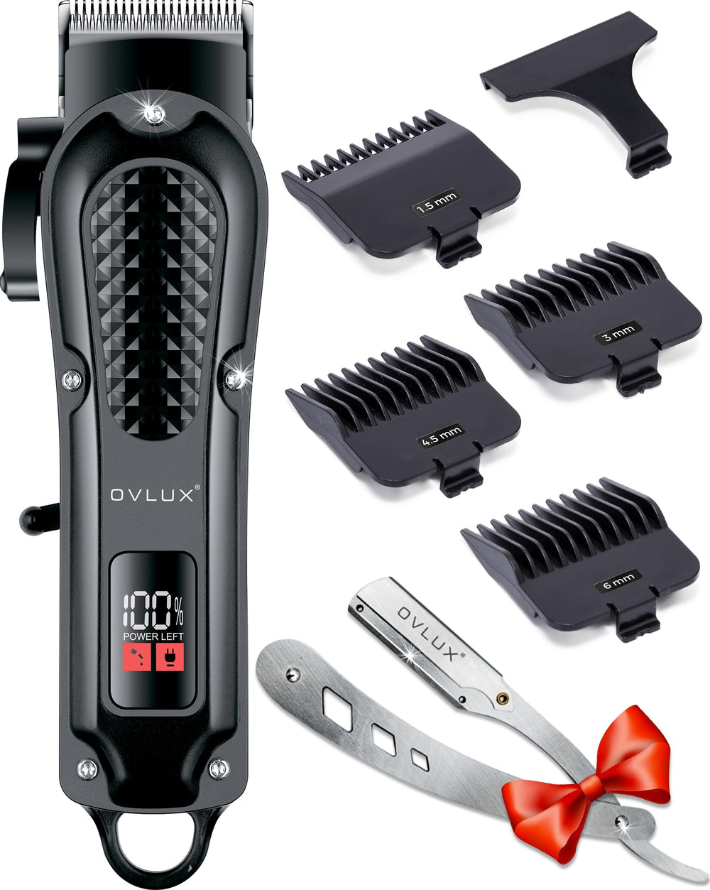 OVLux cordless hair clippers motor focus shows powerful cutting for thick hair