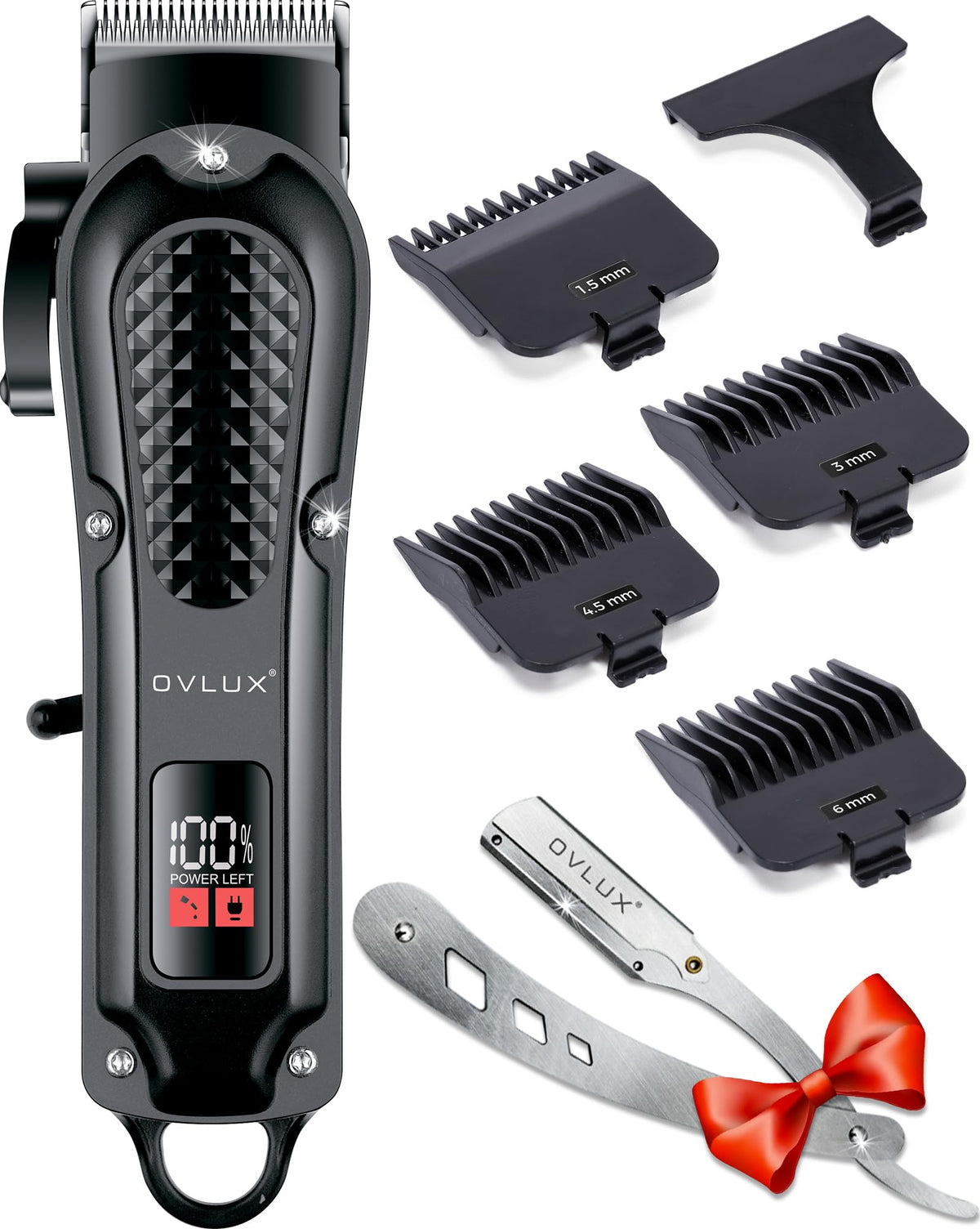 OVLux cordless hair clippers motor focus shows powerful cutting for thick hair