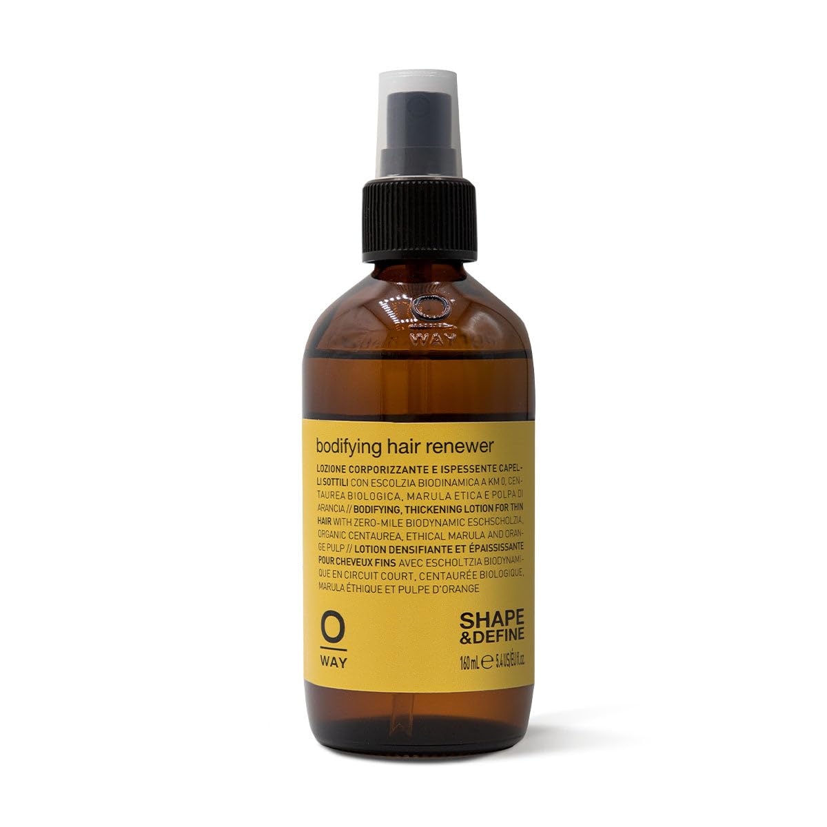 OWAY bodifying hair renewer bottle for daily use to refresh volume and texture.