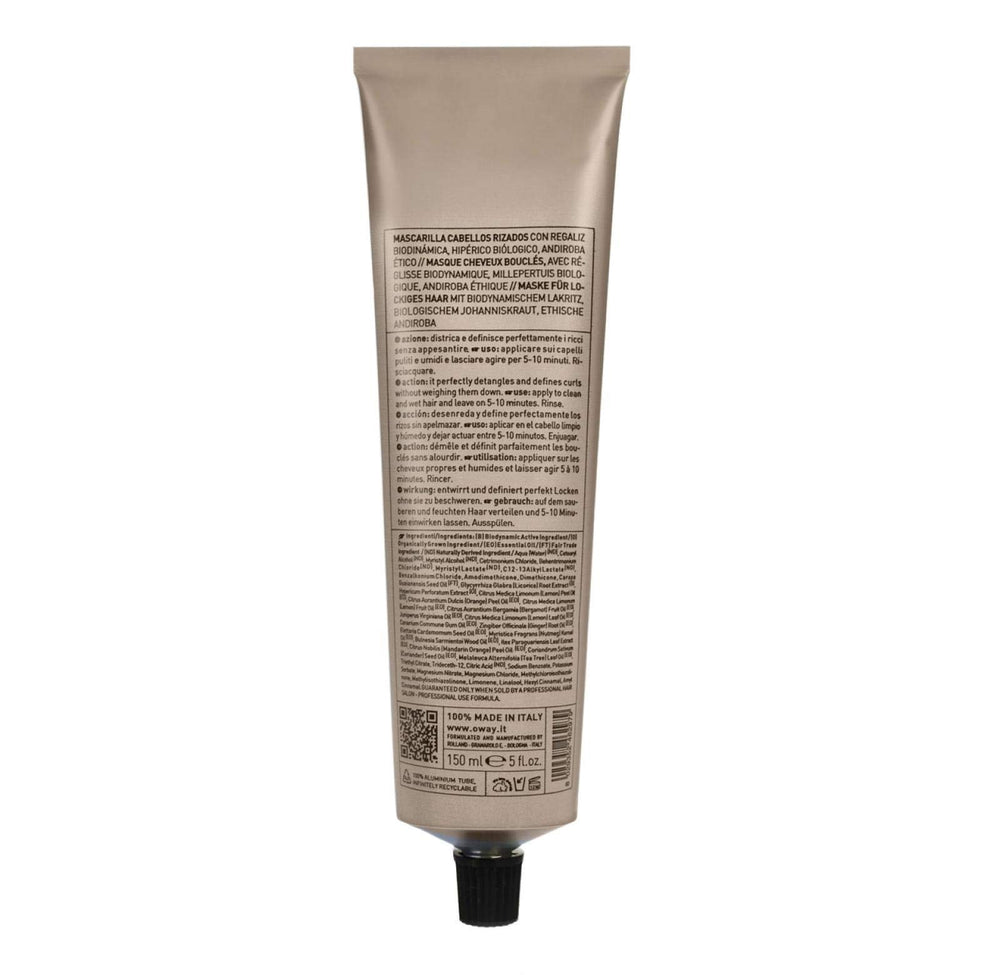 OWAY Curly Hair Mask jar application view highlighting nourishment for curls