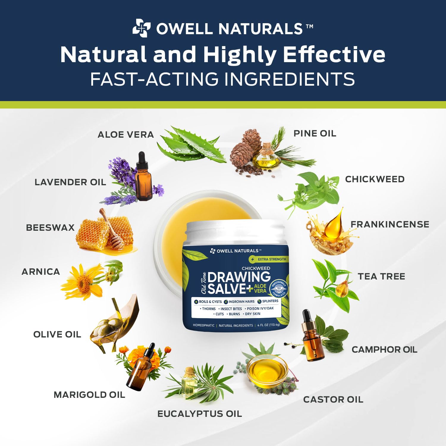 OWELL Naturals Drawing Salve texture on skin shows smooth, non-greasy finish