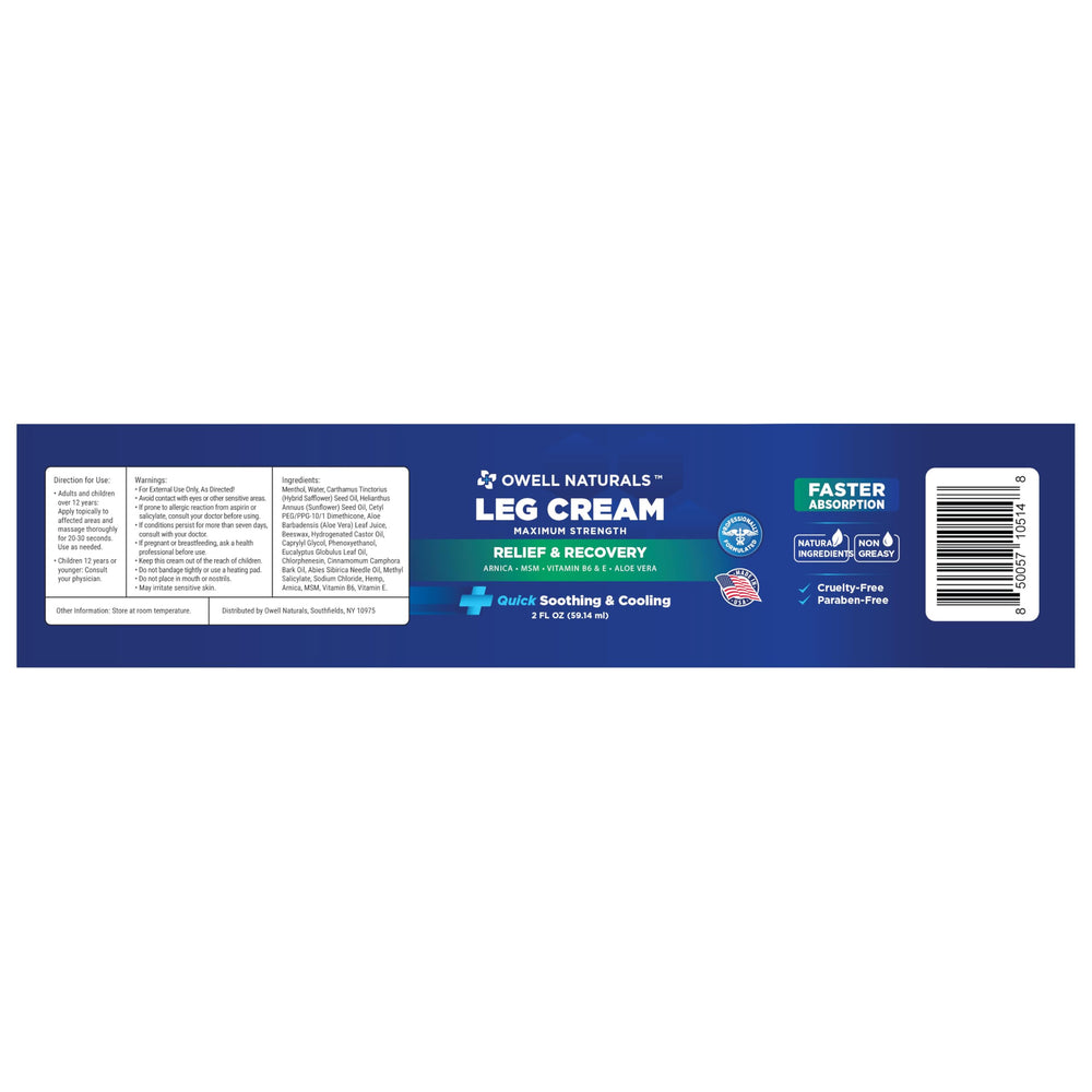 OWELL Naturals Relief Legs Cream daily-use routine promotes hydrated, softer legs.