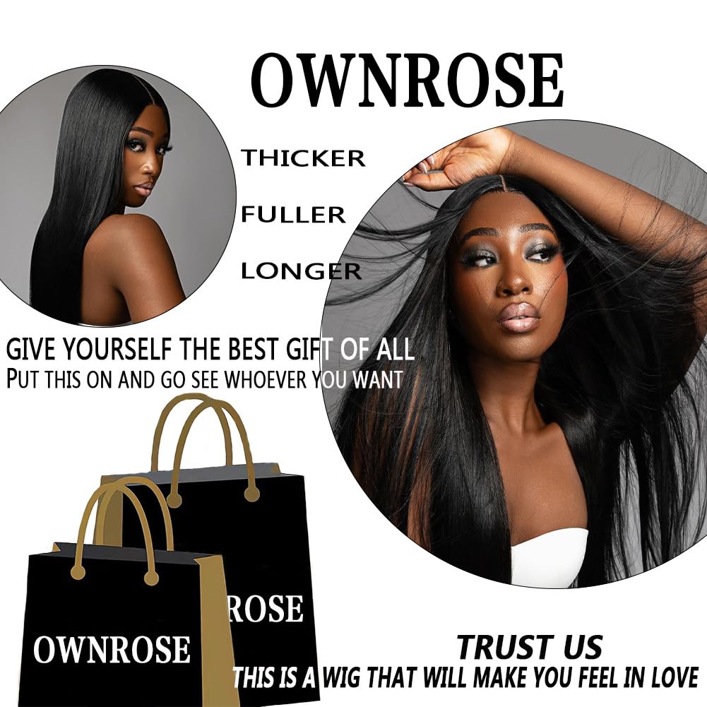 OWNROSE straight wig suitable for heat styling up to 350F