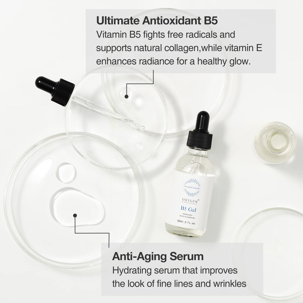 OxygenCeuticals B5 Gel pump dispense for effortless daily application.
