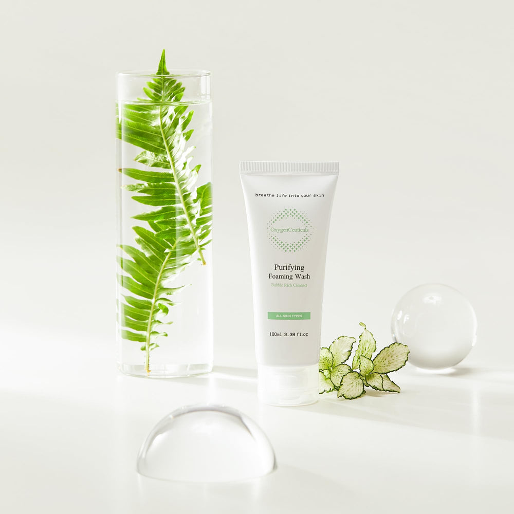 Daily face wash routine with OxygenCeuticals, emphasizing balance and freshness