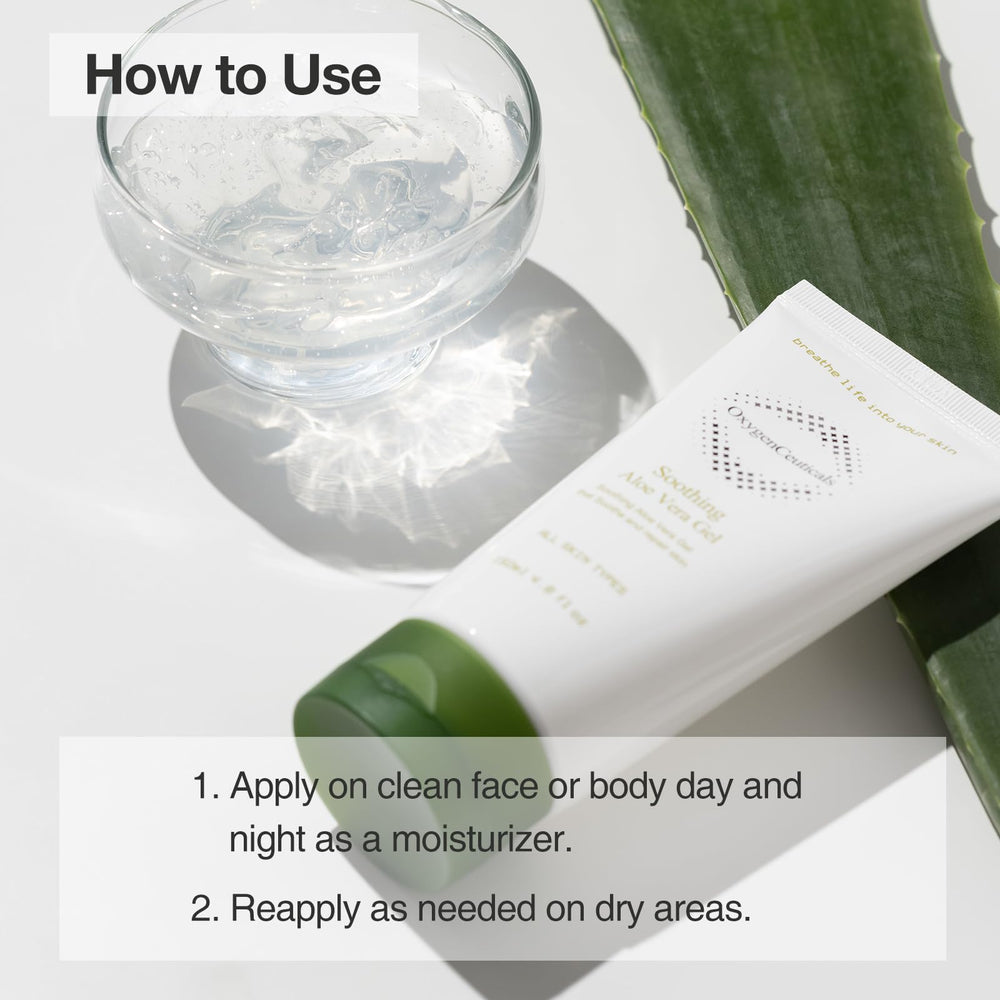 OxygenCeuticals soothing aloe ingredient hyaluronic acid emphasizes lasting hydration