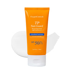 OxygenCeuticals TP Sun Guard bottle close-up showcasing daily SPF 50+ protection.