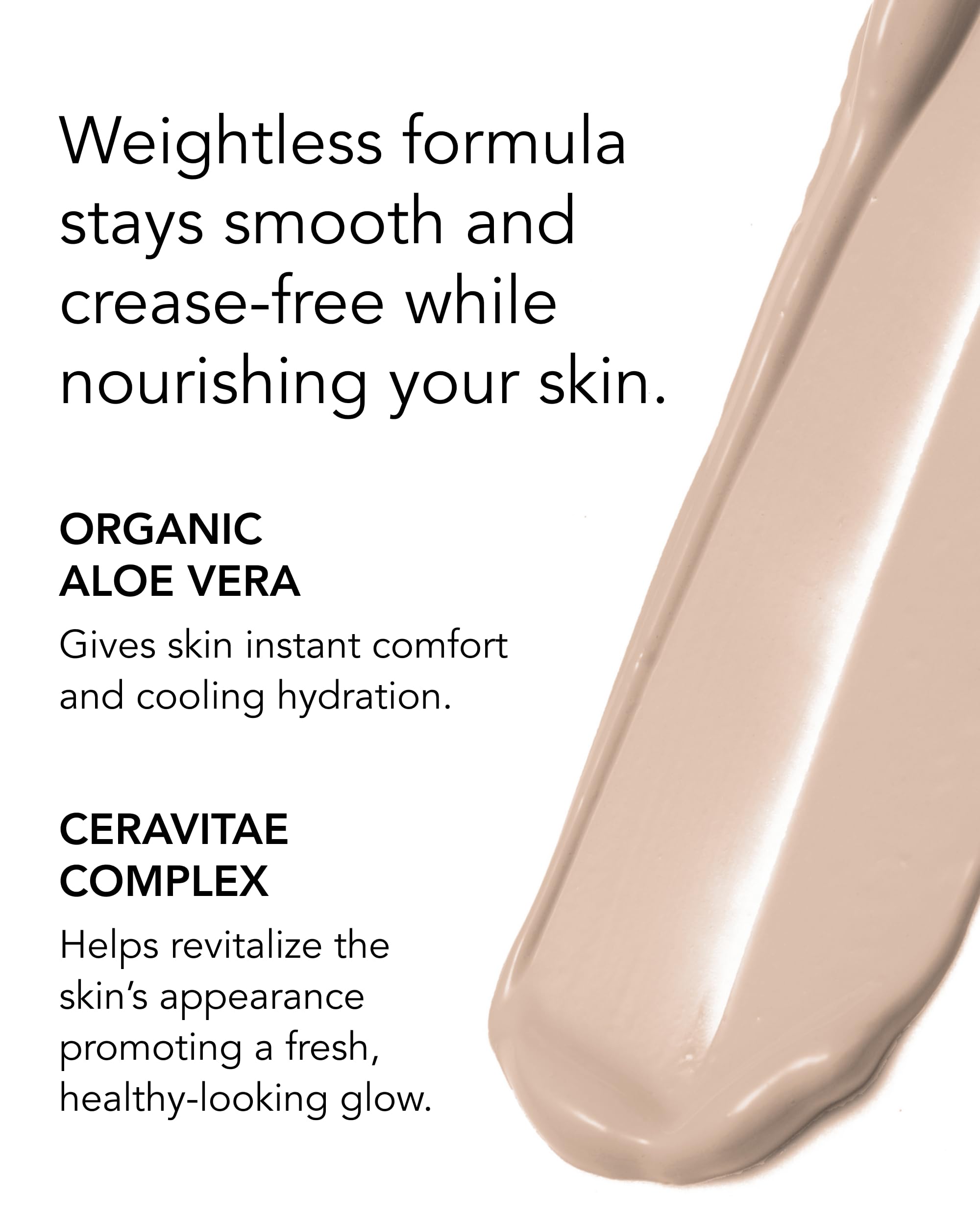 Close-up of hydrated skin after applying Oxygenetix Concealer B-1.0