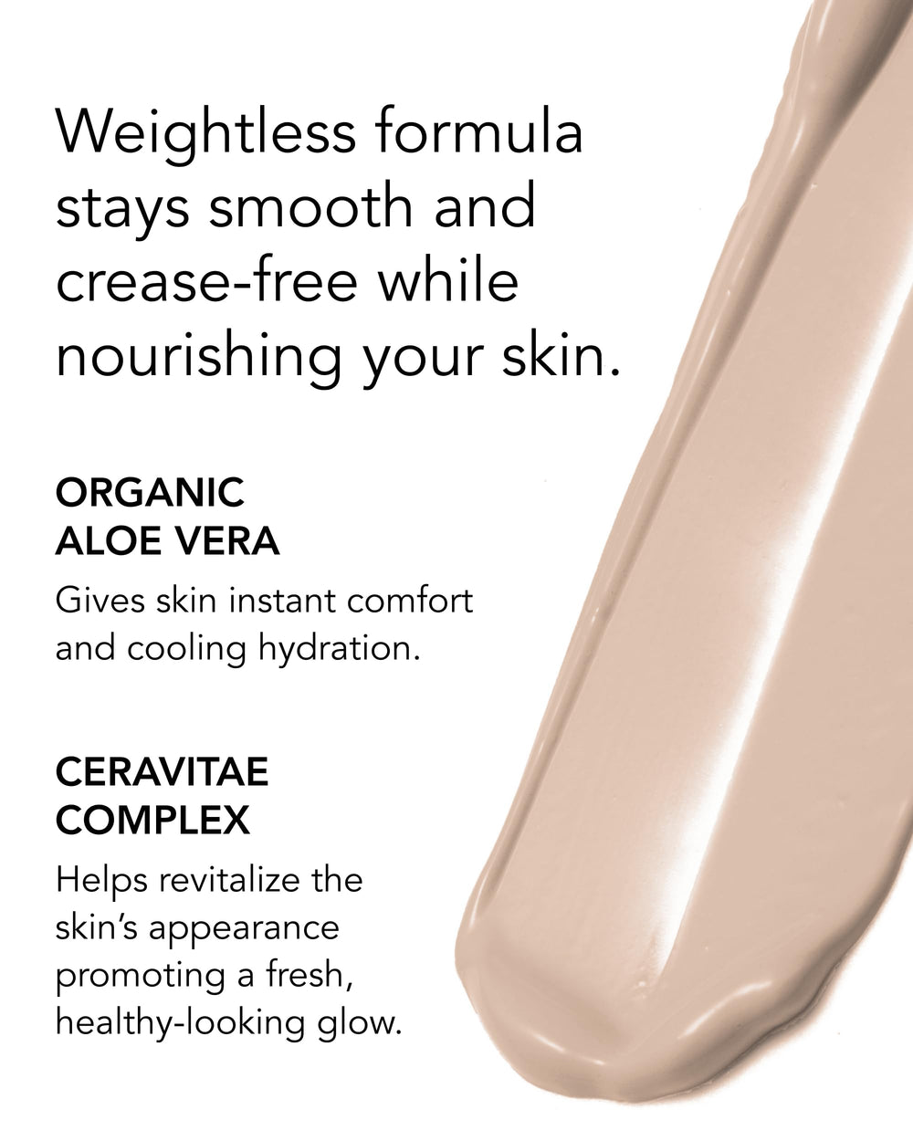 Close-up of hydrated skin after applying Oxygenetix Concealer B-1.0