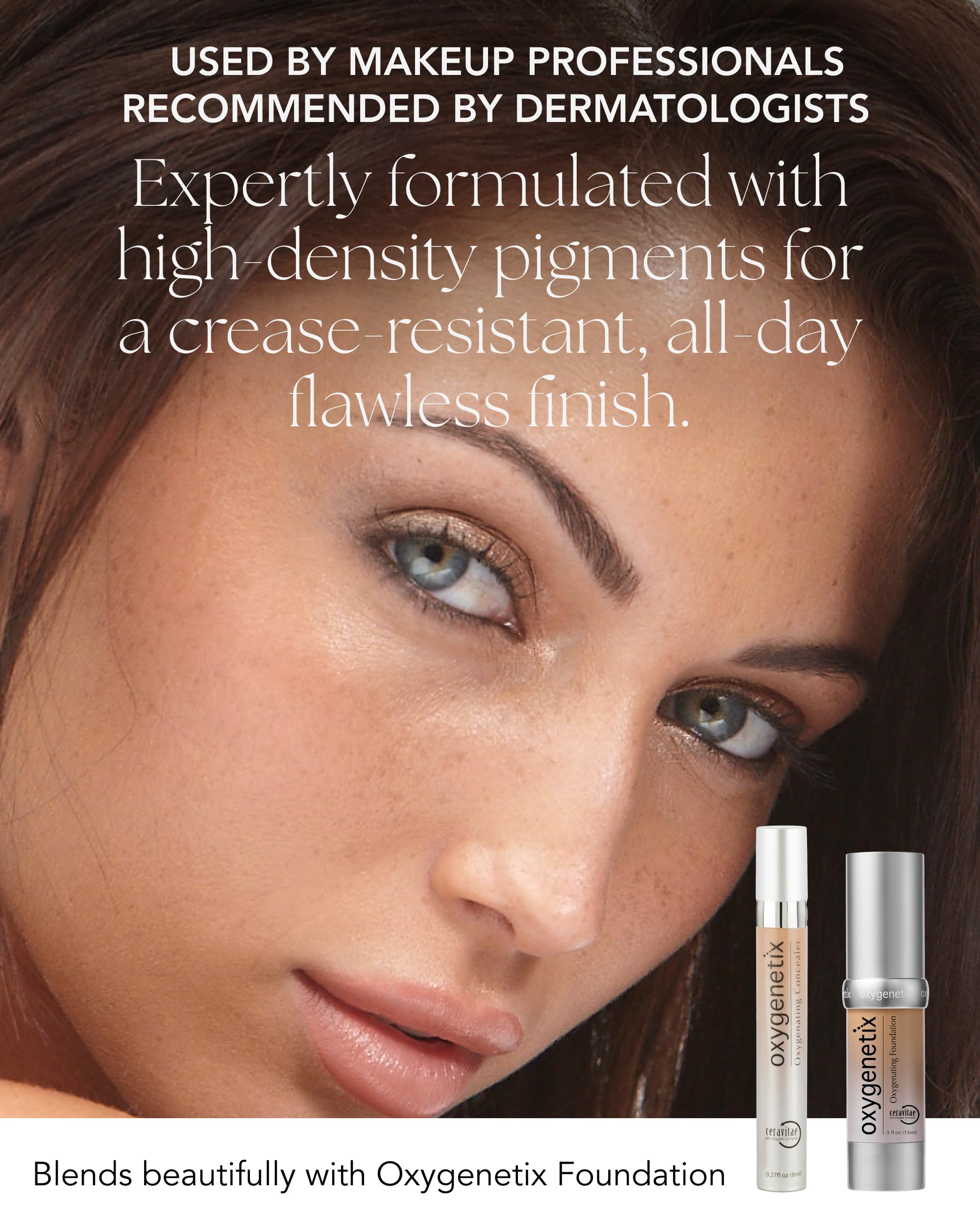 Close-up of Oxygenetix Concealer B-1.0 packaging with airless pump