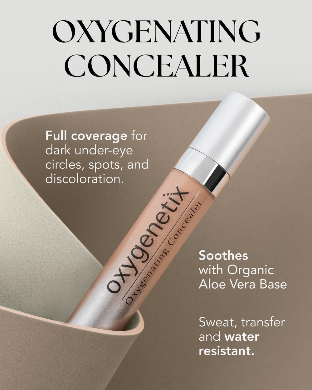 Oxygenetix Oxygenating Concealer B-1.0 swatch reveals rich, natural coverage