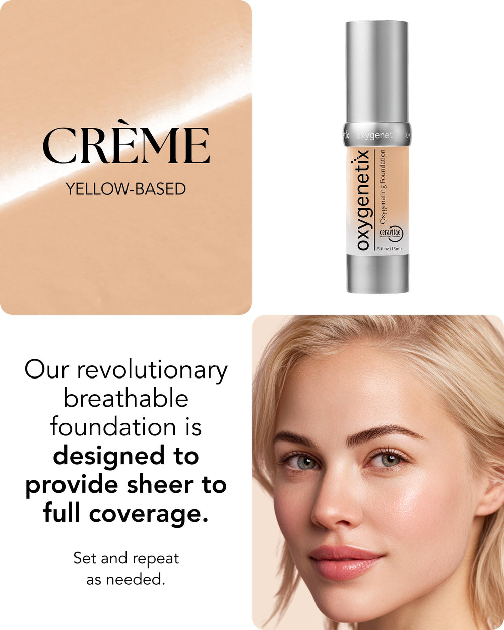 Oxygenetix Oxygenating Foundation Creme after-procedure skin for post-treatment comfort.