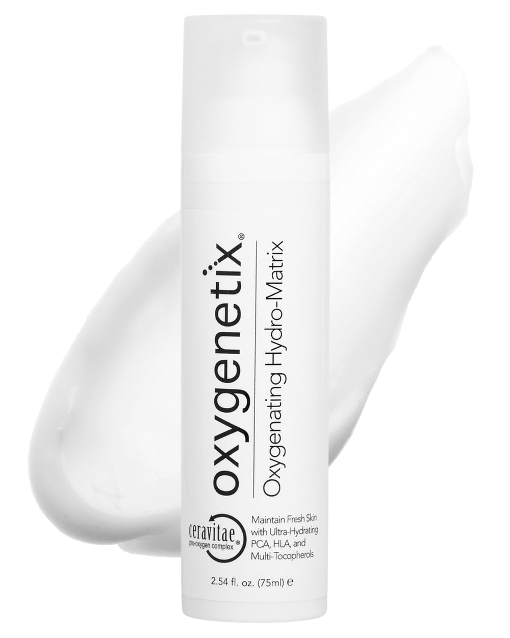 Oxygenetix Oxygenating Hydro-Matrix bottle demonstrates lightweight hydration for sensitive skin.