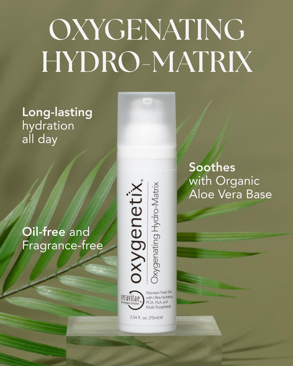 Oxygenetix Oxygenating Hydro-Matrix texture close-up—quick-absorbing hydration for post-procedure comfort.