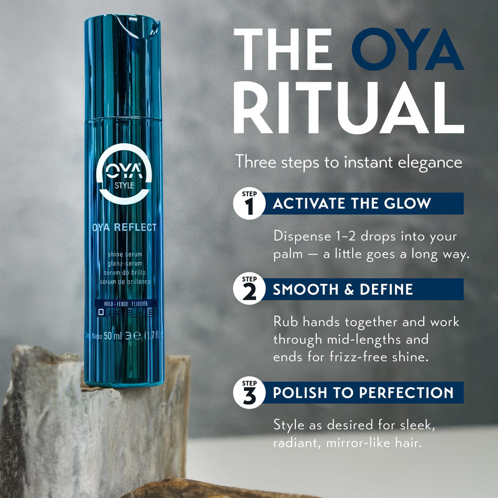 OYA Reflect packaging close-up showing 50ml size for travel.