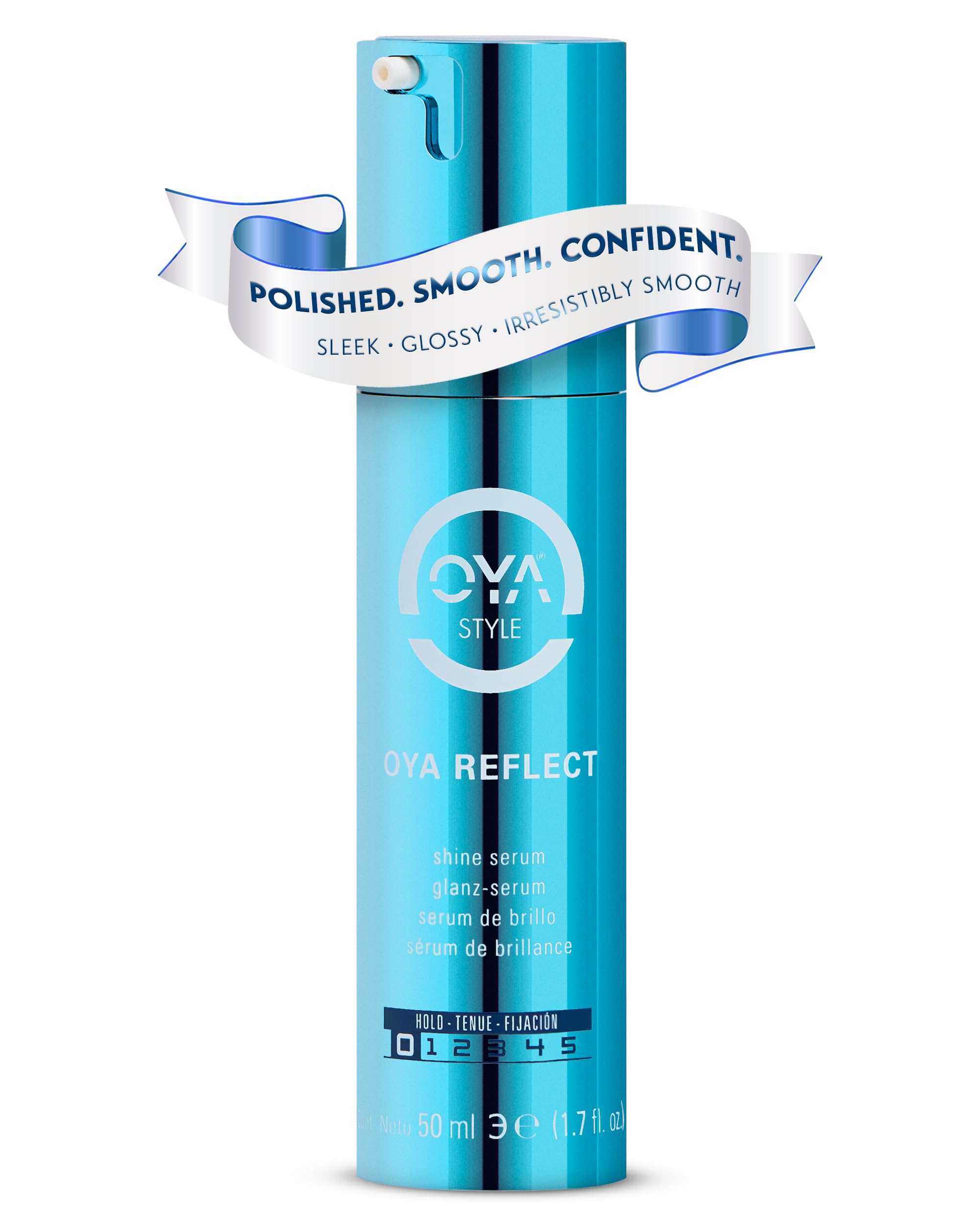OYA Reflect Hair Shine Serum bottle shows lightweight hydration and frizz control.