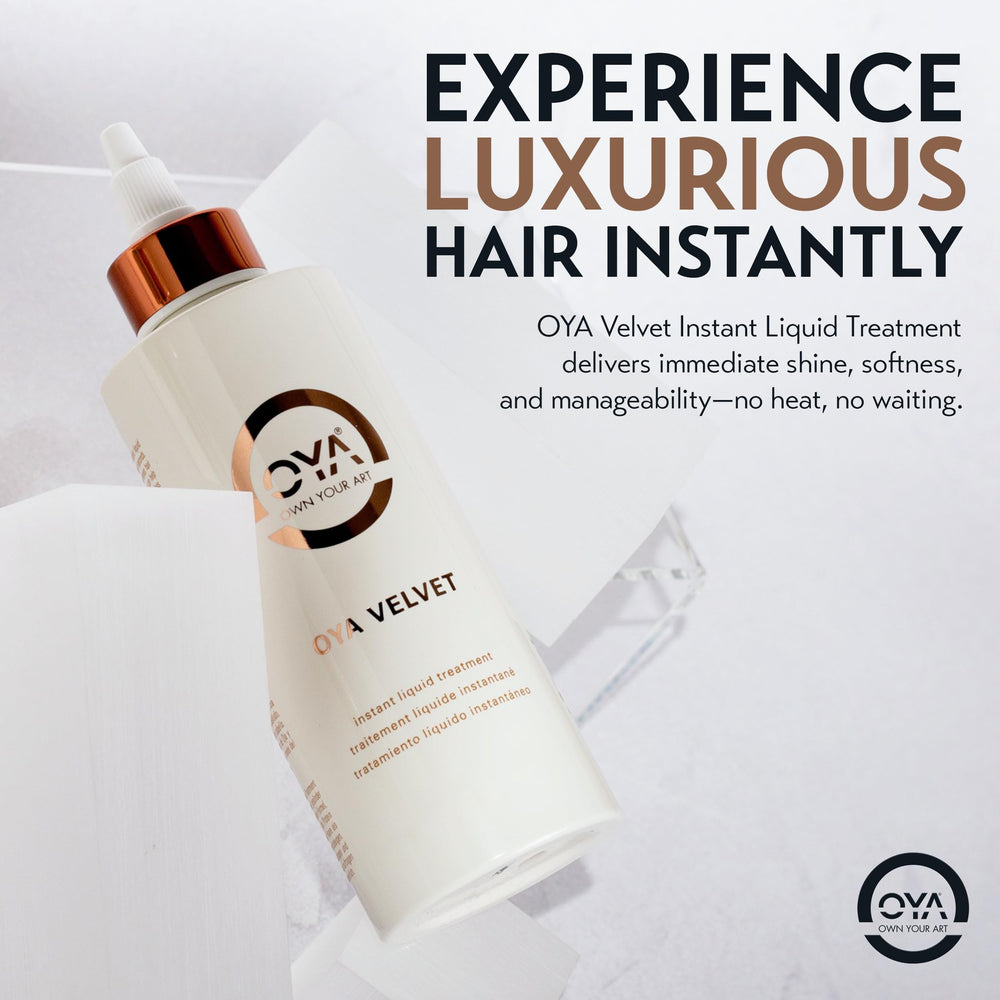 OYA Velvet Instant Conditioner on wet hair showing curl definition and shine