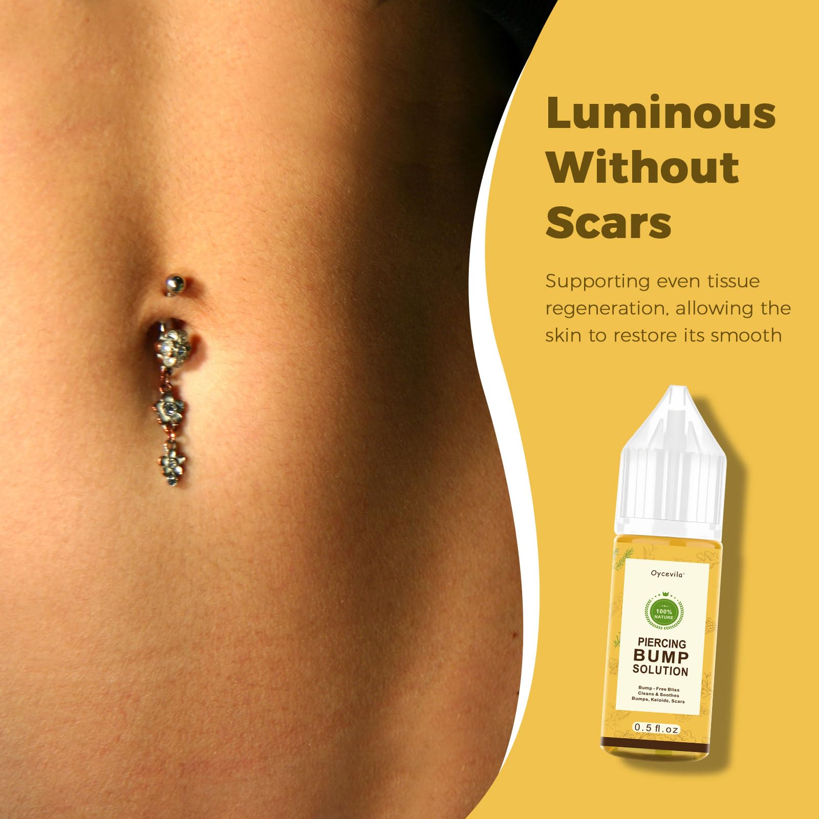 Ear-nose piercing care setup with Oycevila aftercare oil.