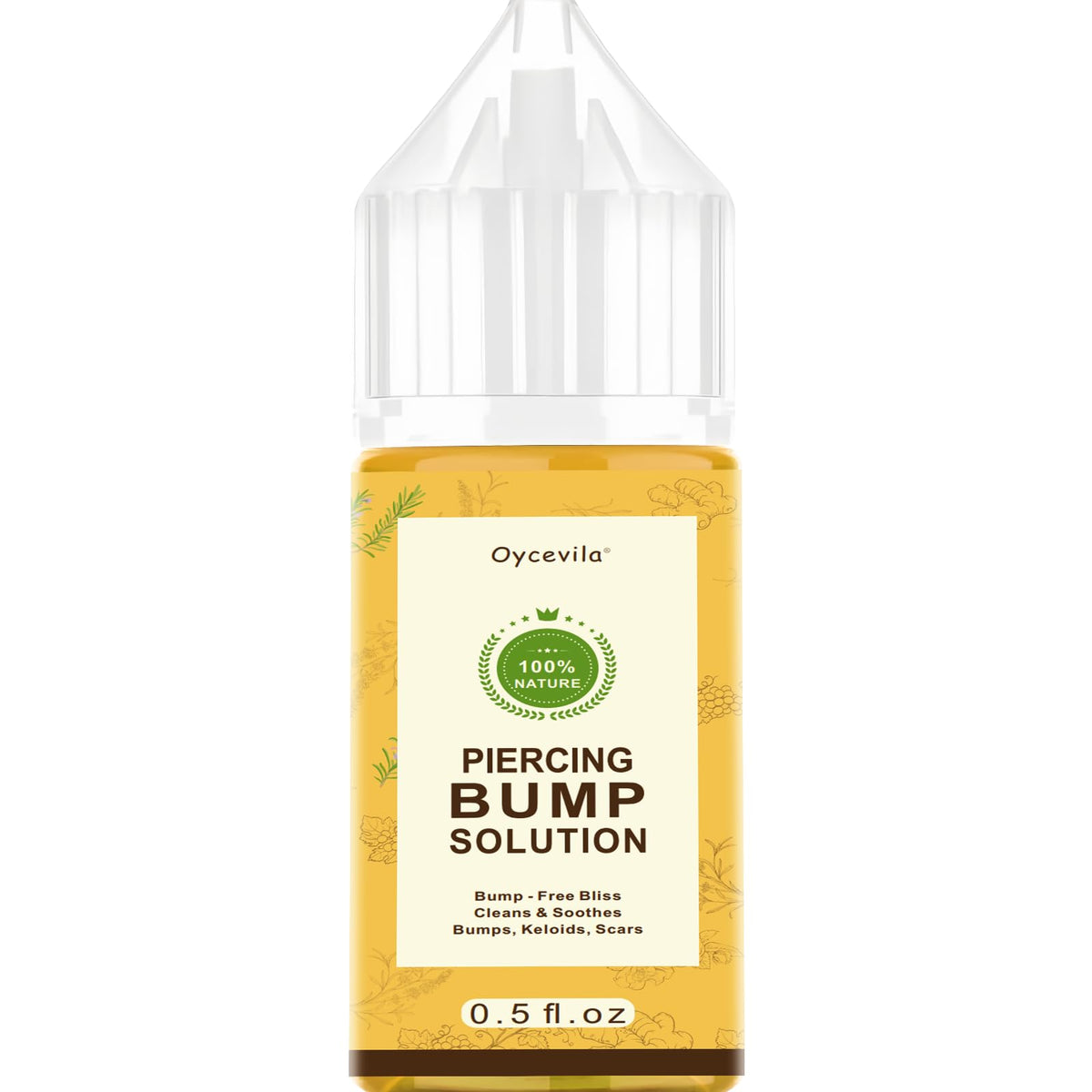 Oycevila piercing bump oil bottle for gentle care and soothing bumps.