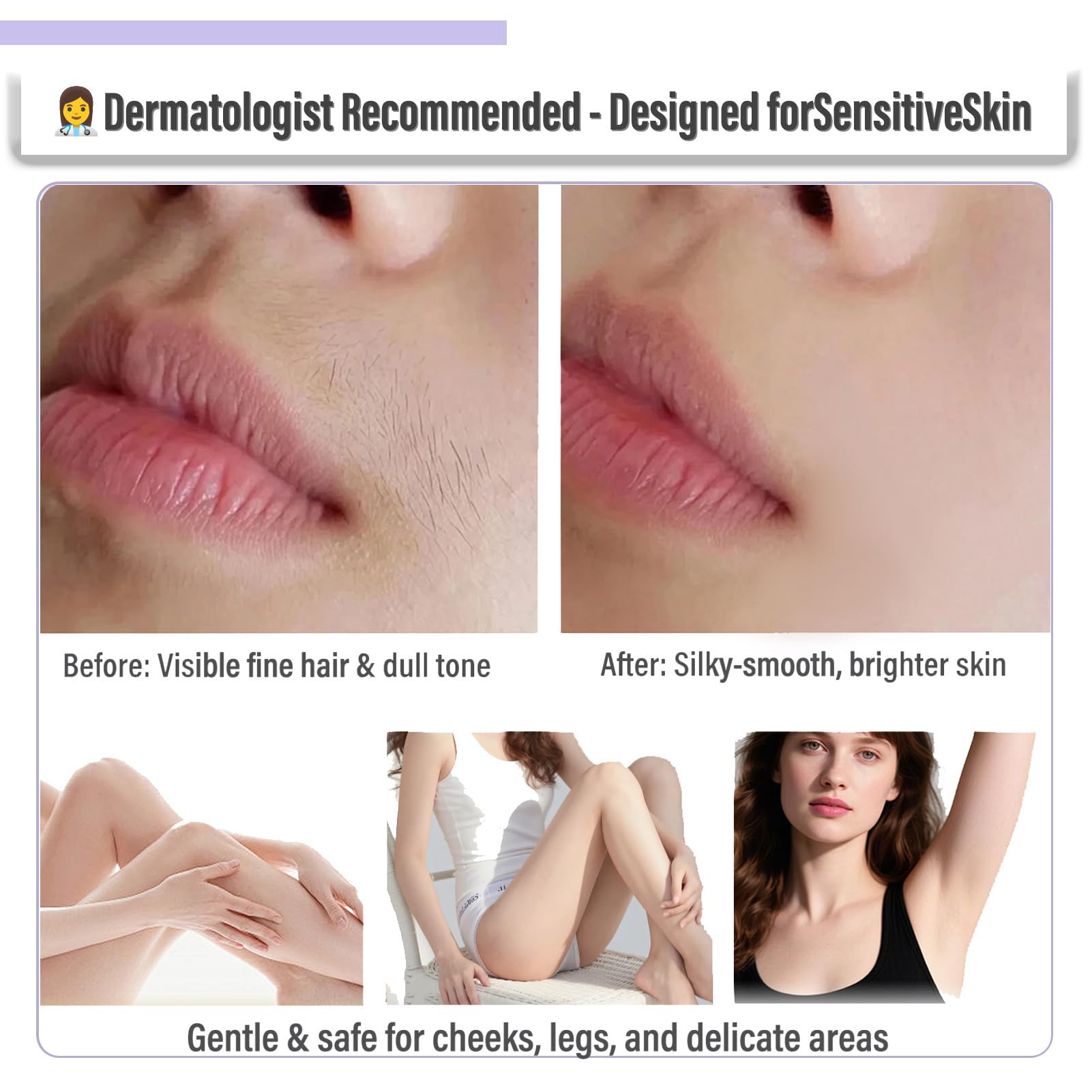 OYKOSE bikini line and underarm use shows versatile areas for application.