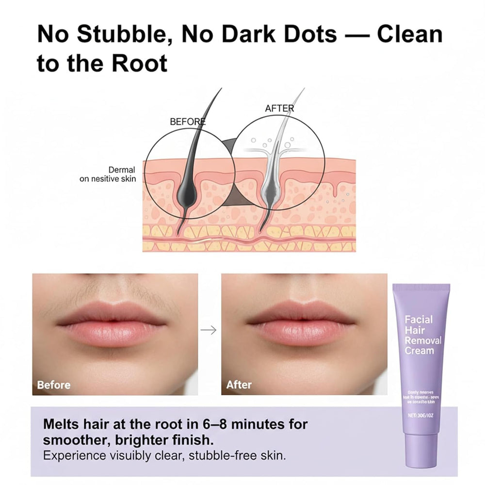 OYKOSE upper lip area application demonstrates precise, gentle hair removal.