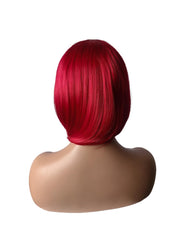 OYSRONG red bob short wig cosplay-ready with secure cap for events.
