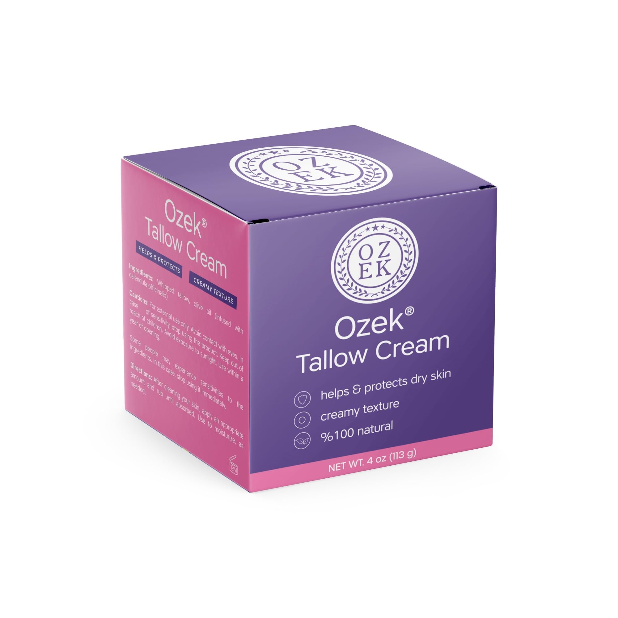 Ozek whipped tallow balm on clean skin during demonstration