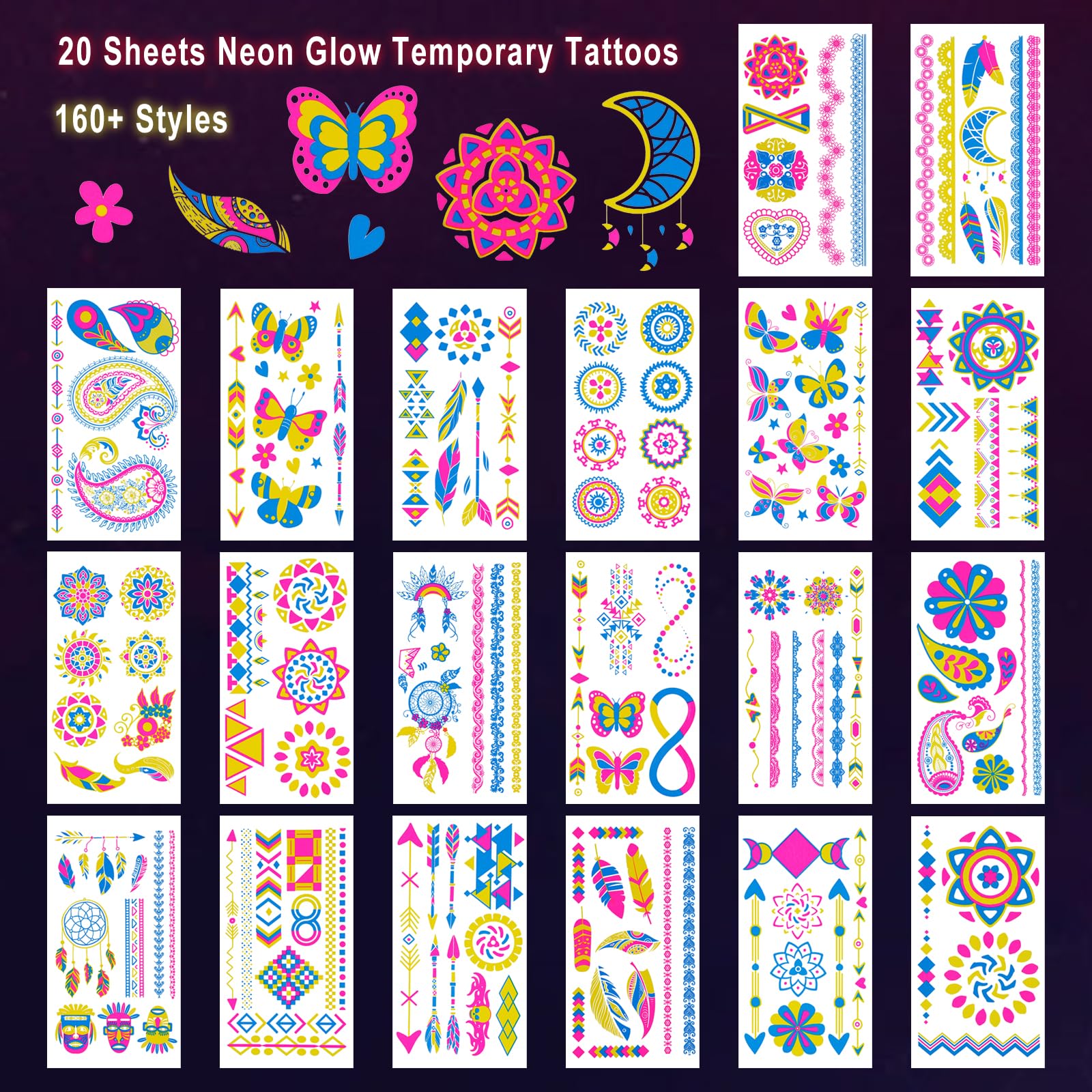 Ozepao rave neon tattoos provide wearable art for festivals and late-night events