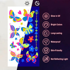 Ozepao waterproof sweat-resistant glow tattoos stay on through dancing and outdoor adventures